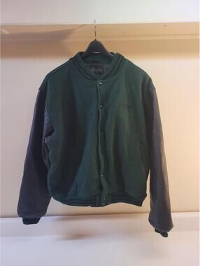 golden bear varsity jacket mens xxxl Made in USA Wool Leather jacket Green Black